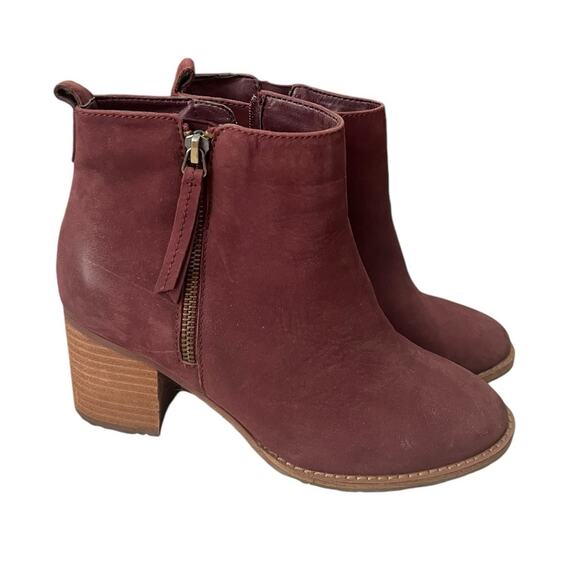 Blondo Nova Maroon Waterproof Nubuck Leather Chunky Heel Boots 7.5 - Picture 3 of 8